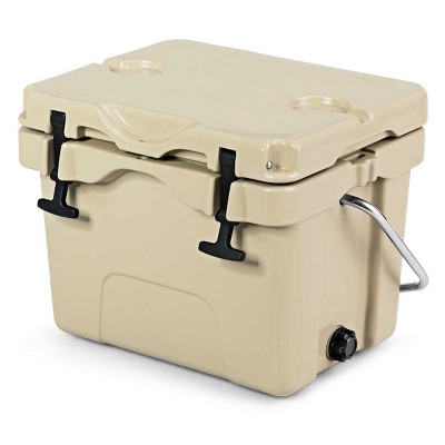 Tangkula 16Quart Ice Chest High Performance Insulated Cooler Portable Design Khaki