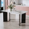 FURNIinspire Dining Tables Modern Rectangular Marble Look Table with MDF Legs and Gold Trim for Dining Room and Living Room, White, 63"*35.4"*30" - 2 of 4
