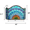 Chloe Lighting Regal Eudora Tiffany-Glass 3pcs Folding Peacock Fireplace Screen 48" Wide - 4 of 4