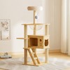 NAYSAYE 48.8" Modern Cat Tower, Wood Cat Tree Tower Indoor with Scratching Posts Acrylic Hammock, Cat Condo for Cats, Beige, 20.88"*16.94"*9.06" - 2 of 4