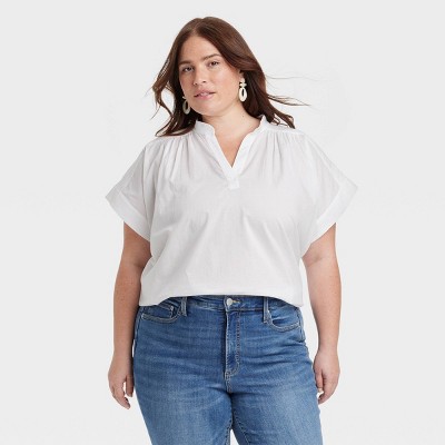 Women's Short Sleeve Flowy Popover Blouse - Universal Thread™