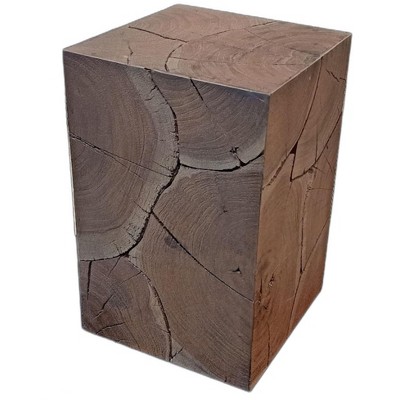 HomeRoots 20" Black Distressed Solid Wood Square End Table