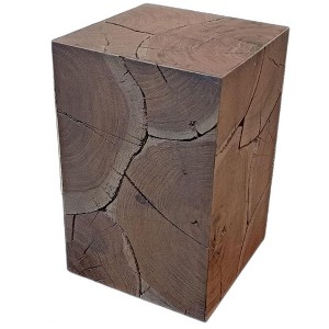 HomeRoots 20" Black Distressed Solid Wood Square End Table - 1 of 3