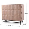 Natural Mango Wood Storage Cabinet, Christopher Knight Home Coffee Bar Cabinet, Kitchen Pantry Cabinet, Buffet Cabinet, Geometric Cabinet with 2 Doors - 3 of 4
