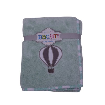 Bacati - Clouds Air Balloon Mint Grey Embroidered Blanket