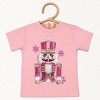Pink Snowflake Nutcracker Patchwork Print - Youth Short Sleeve Graphic T-Shirt and Toddler Short Sleeve Graphic T-Shirt - 2 of 4