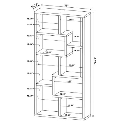 Transitional Driftwood Gray 70.75" Wooden Cube Bookcase