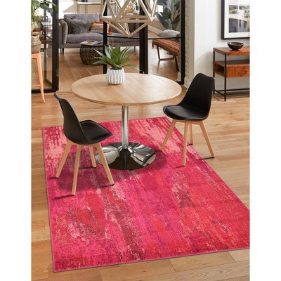 Abstract Pink Bliss 6'x9' Synthetic Easy-Care Area Rug