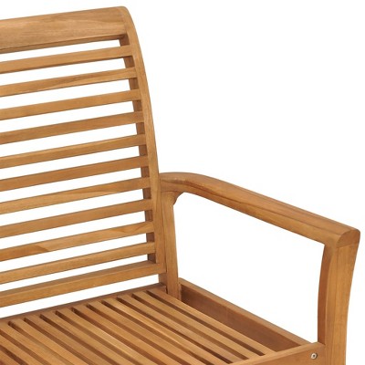 Solid Teak Wood Patio Bench with Green Cushion