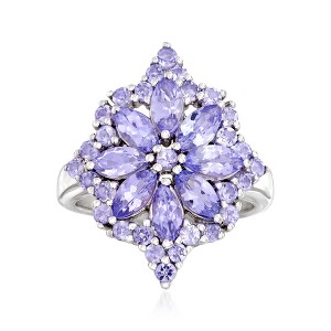 Ross-Simons 2.70 ct. t.w. Tanzanite Flower Burst Ring in Sterling Silver - 1 of 4