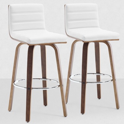 Bekrvio 26" Counter Height Bar Stools - PU Leather Swivel, L Shape Back, Upholstered, Mid-Century Modern Chairs for Kitchen Counter Island