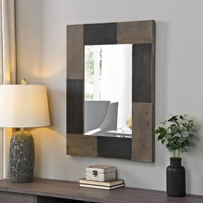 Mason Farmhouse Plank Decorative Wall Mirror Black - FirsTime