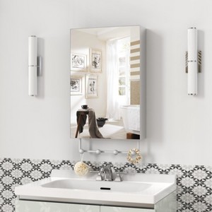 Racxily Medicine Cabinet with Mirror, Wall Mounted Bathroom Storage with Adjustable Shelves & Aluminum Frame - 1 of 4