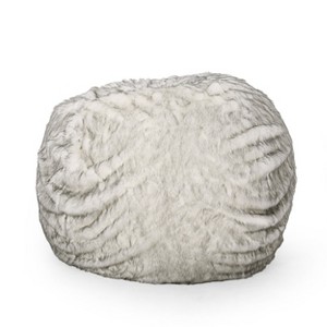 Airsurfer Large Gray Faux Fur Bean Bag Chair Cozy Faux Fur Bean Bag Chair Casual Seating for Bedroom or Living Room Relaxation - 1 of 4