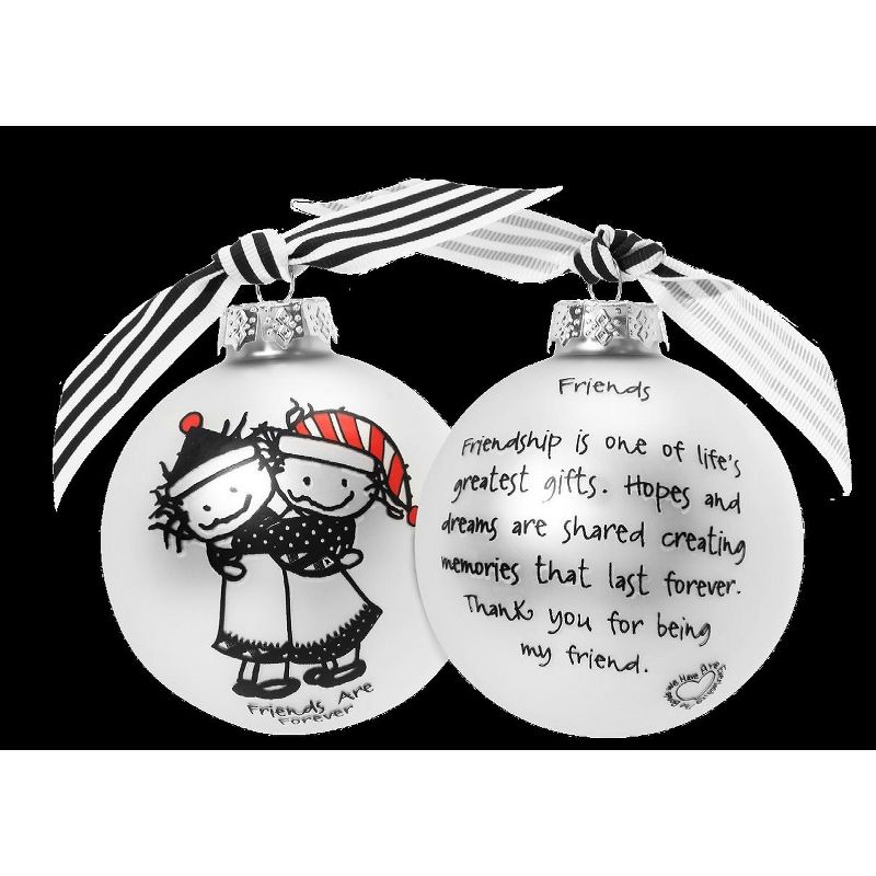 Northlight "Friends are forever" Marci Glass Christmas Ball Ornament 2.75" (70mm), 3 of 4