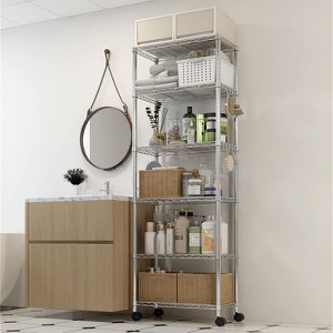 Karl Home Heavy Duty Storage Metal Adjustable Shelves 72.83inch H Wire Shelving Unit With Wheels 1020LBS NSF - 1 of 4