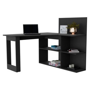 Depot E-Shop Writing Computer Desk, Five Open Shelves - 1 of 4