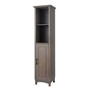 Teamson Home Russell Farmhouse Wooden Linen Tower Cabinet Salt Oak - Elegant Home Fashions - 1 of 4