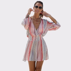 Women's Striped V-Neck Cover-Up Dress - LASCANA - 1 of 4