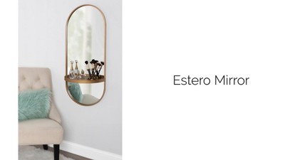 Estero 16" x 38" Black Metal Oval Wall Mirror with Shelf