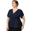 Agnes Orinda Women's Plus Size Peplum V Neck Ruffle Hem Buttons Front Work Formal Top - 3 of 4