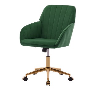 NicBex Adjustable Height Ergonomic Home Office Chair with Golden Metal Base and Wheels for Work Study Vanity,Bedroom - 1 of 4