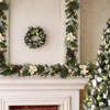 Pre-installed LED Christmas Wreath, Artificial Christmas Wreath with Bow Ribbon and Pinecone Ornaments, Battery-Powered, for Doorway and Home Decor - 2 of 4