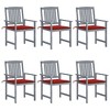 vidaXL Patio Chair Set with Cushions, Weather-Resistant, Solid Acacia Wood, Gray Finish, Perfect for Outdoor Comfort and Relaxation - 2 of 4