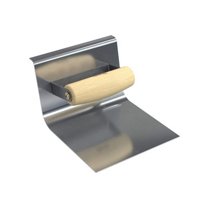 Bon Tool 22-815 Epoxy Base Tool - Stainless Steel 6-inch X 6-inch - 1-inch Radius 4-inch Lip Wood Handle