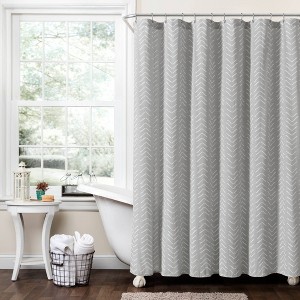 72"x72" Hygge Modern Arrow Linen Shower Curtain - Lush Décor - 1 of 4