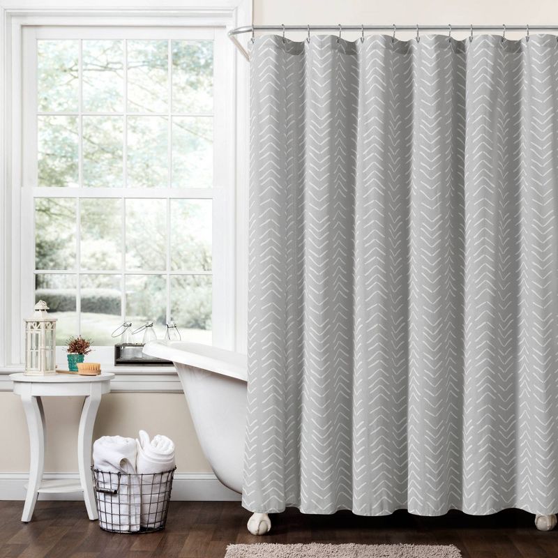 72"x72" Hygge Modern Arrow Linen Shower Curtain - Lush Décor, 1 of 6