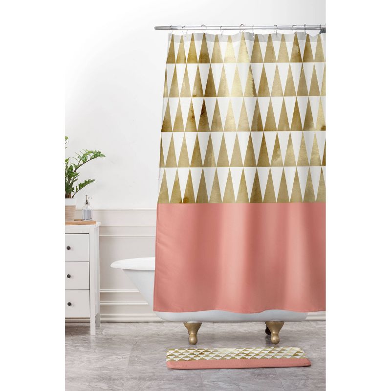 Georgiana Paraschiv Triangles Shower Curtain Gold Shimmer - Deny Designs, 3 of 6