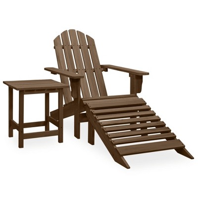 vidaXL Patio Adirondack Chair with Ottoman&Table Solid Fir Wood Brown