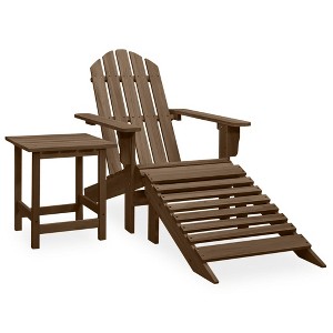 vidaXL Patio Adirondack Chair with Ottoman&Table Solid Fir Wood Brown - 1 of 4