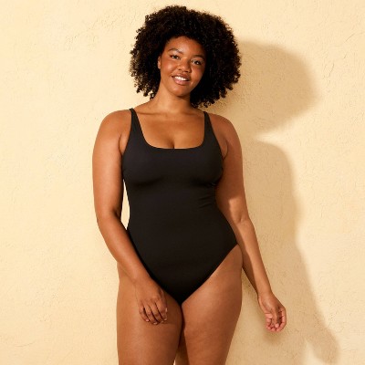 Shade & Shore Women's Square Neck Medium Coverage One Piece Swimsuit - Shade & Shore™ Black M — фото 4