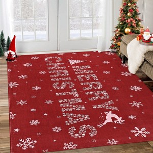Christmas Rug, Low-Pile Washable & Non-Slip Mat for Living Room, Bedroom, Kitchen, and Dining Room Floor - 1 of 4