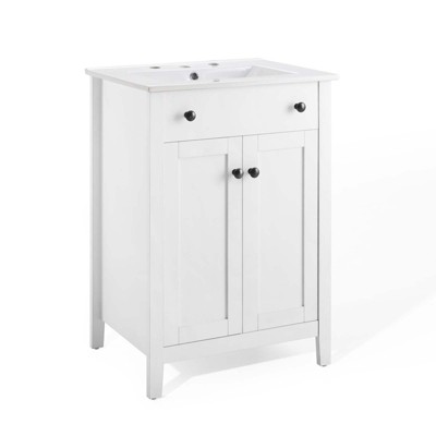 Modway Nantucket 24 Inch Bathroom Vanity in White, Wood Modern Style Cabinet