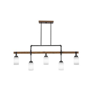 Toltec Lighting Portland 5 - Light Island Pendant Light in  Wood with 4" White Muslin Shade - 1 of 1