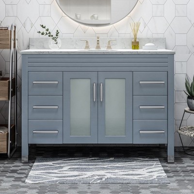 48" Bathroom Vanity, Modern Bathroom Storage Cabinet Without Top Sink, Bathroom Cabinet With 6 Full Extension Drawers, 2 Soft Closing Doors