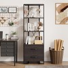 4 Tier Bookshelf with Storage Drawers,70.9 Inch Tall Industrial Book Shelf with Open Display Shelves - 2 of 4