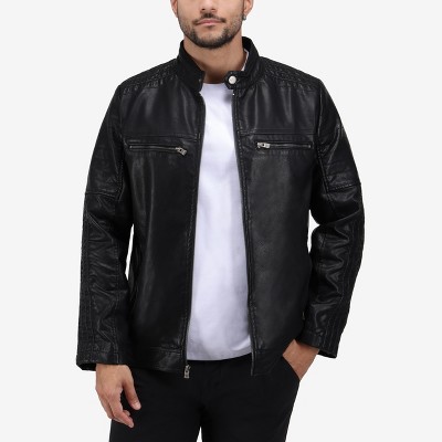X RAY Mens Motorcycle PU Leather Jacket With Faux Shearing Lining