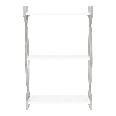 Arietta 3-Tier White and Silver Metal Wall Shelf