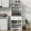 TiramisuBest 71" Freestanding Kitchen Pantry Hutch w/ Microwave Countertop, 6 Doors, 1 Drawer & Adjustable Shelves (Black) - 4 of 4