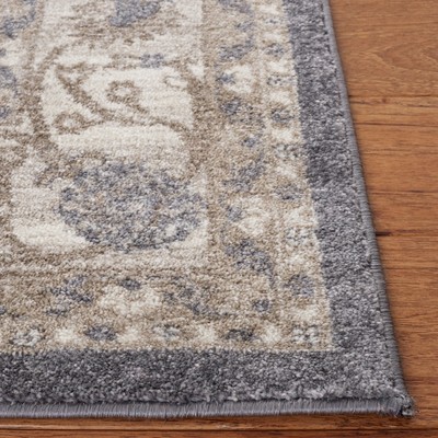 Handmade Dark Grey and Beige Synthetic Square Area Rug, 6'7" x 6'7"