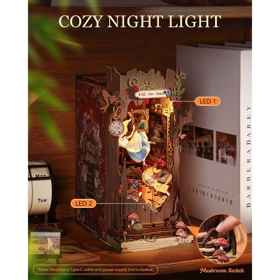 Детские куклы Etokfoks DIY Book Nook Kit Fall into Wonder Fairy Tale Theme 3D Wooden Puzzle Miniature House 1 Kit Bookshelf Decor for Adults Teens — фото 4