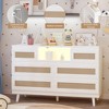 Whizmax Natural Rattan Dresser for Bedroom with LED Light and Charging Station, 6 Drawer Double Dressers, Modern Wooden Dresser Chest for Living Room - 3 of 4
