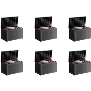 Sersper 230 Gallon Waterproof & UV Resistant Deck Box, Lockable, Black - For Garden Tools & Outdoor Use (6 Pack) - 1 of 4