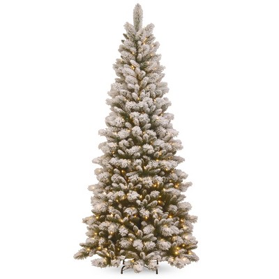 National Tree Company 7.5ft Snowy Westwood Slim Pine Tree with Clear Lights