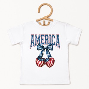 The Juniper Shop America Flag Cherries Coquette Toddler Short Sleeve Tee - 1 of 4
