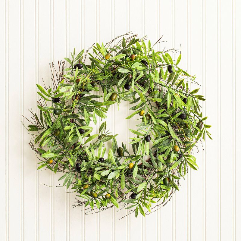 Artificial Olive Leaf Wreath (24&#34;) - Vickerman, 4 of 6